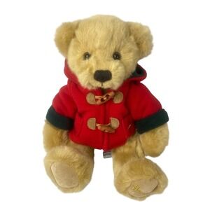 Harrods Knightsbridge Teddy Bear Plush Red Duffle Coat Hooded 8" Souvenir